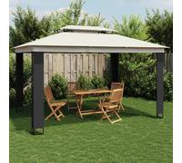 Tonnelle à double toit crème 3,94 x 2,96 m, cadre en acier, toit en polyester résistant aux UV, idéal pour le jardin, la terrasse, les événements en plein air, les réunions de famille, les heures de