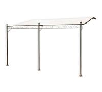 Tonnelle Adossée En Fer Forgé - Toile Beige, Polyester 160 G/M² - 4 X 3 M
