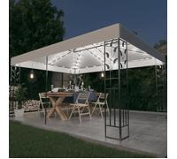 Tonnelle - AKOZON - 3x4 m - Double toit - Lumières LED solaires - Blanc chaud