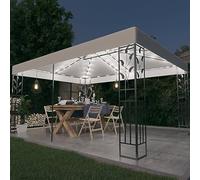 Tonnelle avec double toit et guirlande lumineuse LED Blanc 3 x 4 m