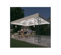 Vidaxl Tonnelle Avec Double Toit Et Lumières Led 3x4 M Blanc Blanc