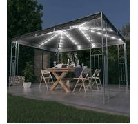 Tonnelle avec guirlande lumineuse à LED - vidaXL - 400x300 cm - Anthracite - Blanc chaud - Acier et polyester