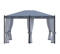 Tonnelle avec moustiquaire 3x4 m Anthracite Acier | Structure aluminium et acier, tissu Oxford revêtement PA, attaches auto-agrippantes, fixation au sol