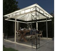 Tonnelle avec Moustiquaire et Lumières 4x3x2,73m Taupe 180 g/m² Jardin vidaXL