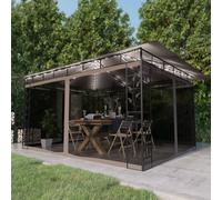 Tonnelle avec Moustiquaire et Lumières 4x3x2,73m Taupe 180 g/m² Jardin vidaXL