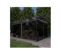 vidaXL Tonnelle Belvédère 4x3x2,73 m avec moustiquaire et lumières LED Anthracite 3070317