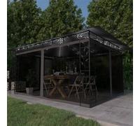vidaXL Tonnelle Belvédère 4x3x2,73 m avec moustiquaire et lumières LED Anthracite 3070317