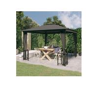 vidaXL Prieel met zijwanden en dubbel dak 3x3 m antracietkleurig318541 Anthracite G