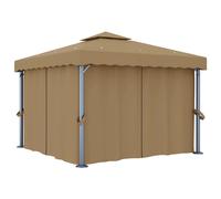 Tonnelle avec Rideau 3x3 m Taupe Aluminium Belvédère Chapiteau Pavillon vidaXL