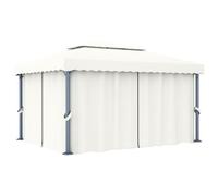 Prieel met gordijn 3x3 m aluminium crÃmewit3053377