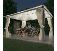 Tonnelle avec Rideau et Lumières LED 3x3 m Anthracite Aluminium Jardin vidaXL