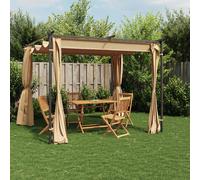 Tonnelle avec Rideaux 3x3m Acier Pavillon Chapiteau de Jardin Extérieur vidaXL