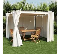 vidaXL Tonnelle avec Rideaux crème 6x3 m Acier, tonnelle de Jardin, tonnelle de Patio, pavillon de Jardin, tonnelle d'extérieur, pavillon, pergola