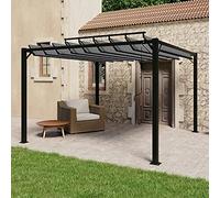 Tonnelle avec toit à persiennes 3x3m tissu anthracite et aluminium