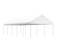 Tonnelle avec toit blanc 11,15 x 4,08 x 3,22 m, polyéthylène résistant aux UV, cadre en acier robuste, spacieuse pour jardin, terrasse, événements en extérieur