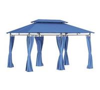 Tonnelle barnum 3 x 4 m 6 rideaux amovibles double toit métal époxy polyester bleu Bleu G
