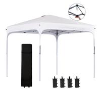 Tonnelle Barnum Automatique Pop-Up Dim. 2,53l X 2,53l X 2,68h M Hauteur R?Glable Nombreux Accessoires Inclus Acier Oxford Blanc Blanc