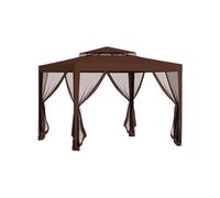 Tonnelle Barnum De Jardin 3l X 3l M Avec 4 Moustiquaires Amovibles - Double Toit - Métal Polyester Marron