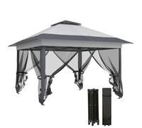 Tonnelle barnum de jardin Outsunny pop-up pliant acier polyester moustiquaires + sac de transport à roulettes gris