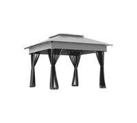 Outsunny Tonnelle de jardin pop-up pliant - imperméabilisé, anti-UV, moustiquaires - métal 3x3m gris