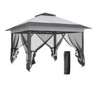 Tonnelle barnum de jardin Outsunny pop-up pliant acier polyester moustiquaires + sac de transport à roulettes gris