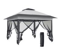 Tonnelle Barnum De Jardin Pop-Up Pliant 3,64l X 3,64l X 2,98h M Acier Polyester Moustiquaires + Sac De Transport À Roulettes Gris