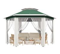 Tonnelle Barnum Jardin,2 X 2 X 2m,PA,4 Parois Amovibles-Moustiquaire Autoportante-Polyester Anti Soleil-Toit à Double Aération,VERT