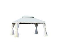 Outsunny Tonnelle barnum pavillon de jardin style colonial double toit toile moustiquaires et toiles amovibles 3,9L x 2,9l x 2,8H m crème