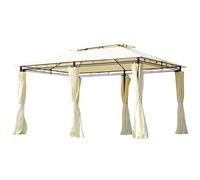 Tonnelle Barnum Pavillon De Jardin Style Colonial Double Toit Toiles Lat?Rales Amovibles 3l X 4l X 2,65h M Cr?Me