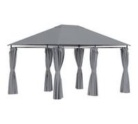 Outsunny Tonnelle de jardin Barnum colonial double-toit, toiles latérales amovibles 4×3×2,72 m Gris