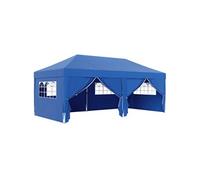 Tonnelle barnum pliant pop-up 5,9L x 2,95l x 2,85H m 6 parois latérales amovibles 4 fenêtres sac de transport bleu
