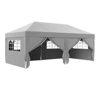 Outsunny Tonnelle de Jardin Exterieur tonnelle Pliante 3 x 6 m Pop-up avec 6 parois latérales, Trous de Drainage, Sac de Transport Inclus, Barnum Pliant pour Camping Festival Mariage, Gris