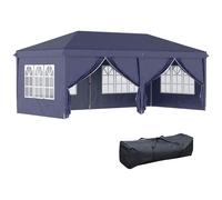 Tonnelle barnum pliant pop-up imperméabilisé 5,85L x 2,95l x 2,7H m 6 parois latérales amovibles 4 fenêtres + sac de transport bleu Bleu