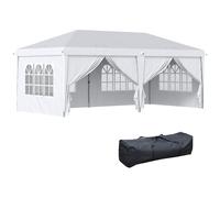 Tonnelle Barnum Pliant Pop-Up Imperméabilisé 5,85l X 2,95l X 2,7h M 6 Parois Latérales Amovibles 4 Fenêtres + Sac De Transport Blanc