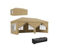 Outsunny Tonnelle Barnum Pliant Pop-up imperméabilisé 6L x 3l x 2,7H m 4 parois latérales Amovibles 4 fenêtres + Sac de Transport Kaki