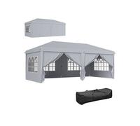 Outsunny Tonnelle de Jardin Pliante 6 x 3 m tonnelle de Jardin extérieure Barnum Pliant Pop-up imperméabilisé 4 parois latérales Amovibles 4 fenêtres + Sac de Transport Gris Clair