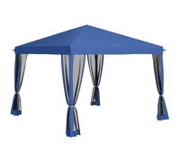 Tonnelle Barnum Pliant Style Colonial 2,95l X 2,95l X 2,6h M 4 Moustiquaires + Sac De Transport Bleu