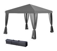 Tonnelle Barnum Pliant Style Colonial 2,95l X 2,95l X 2,6h M 4 Moustiquaires + Sac De Transport Gris