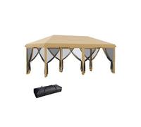 Tonnelle barnum pliant style colonial dim. 5,85L x 2,95l x 2,7H m 6 moustiquaires sac de transport beige noir Beige