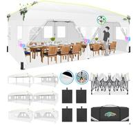 Tonnelle Barnum Pliante 3x6 Pop up Tonnelle de Jardin Exterieur Imperméable Tente de Reception,Blanc