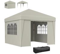 Tonnelle Barnum Pop-Up 3 X 3 X 2,75 M Anti-Uv 30+ Sac Transport Et Lestage Inclus Beige Clair