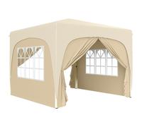 Outsunny Tonnelle de Jardin Exterieur 3 x 3 m, tonnelle Pliante Pop up, Hauteur réglable, Sac de Transport Inclus, Protection UPF50+, Barnum Pliant pour Camping, Festival, Patio, Sable