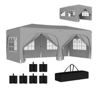 Tonnelle Barnum Pop Up Automatique 3x6 M - Hauteur Réglable - Sac De Transport, 6 Sacs À Lester Inclus - Gris