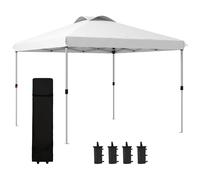 Tonnelle Barnum Pop-Up Pliant 3 X 3 M Sac De Transport À Roulettes Blanc