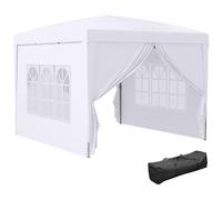 Outsunny Tonnelle de Jardin extérieure Tente de réception Barnum Pop-up Pliant 3 x 3 m 4 parois Amovibles + Sac de Transport Blanc