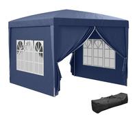 Outsunny Tonnelle de Jardin extérieure Tente de réception Barnum Pop-up Pliant 3 x 3 m 4 parois Amovibles + Sac de Transport Bleu