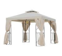 Tonnelle Barnum Style Colonial Double Toit Toiles Lat?Rales Amovibles 2,95l X 2,95l X 2,65h M Beige Noir Beige