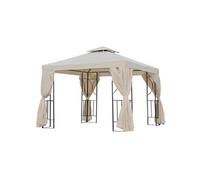 Outsunny Tonnlle de Jardin Barnum pavillon de Jardin 3 x 3 Double Toit avec moustiquaires Amovibles imperméable Beige Noir