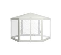 Tonnelle barnum tente de réception hexagonale 10 m² style cosy métal polyester imperméabilisé surface env. 10 m² crème