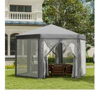 Tonnelle barnum tente de réception hexagonale style cosy 400x350x250cm métal polyester imperméabilisé gris |